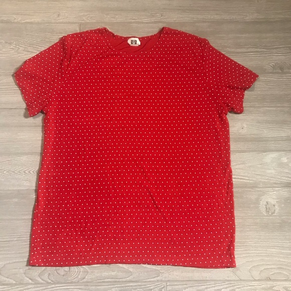 VINTAGE SPS USA Red and White Polka Dot Short Sleeve Stretch Tee - Picture 5 of 6